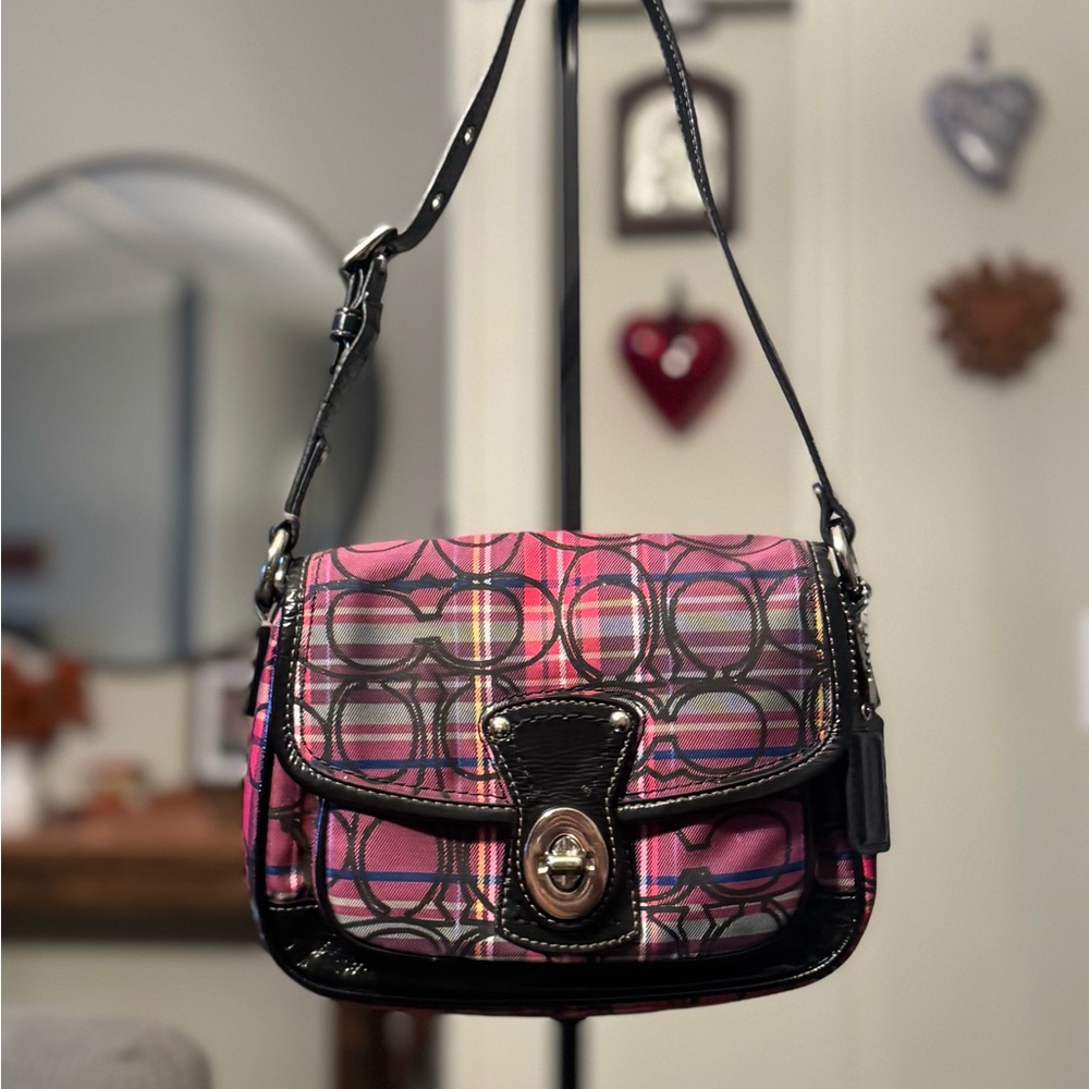 Coach tartan plaid shoulder bag